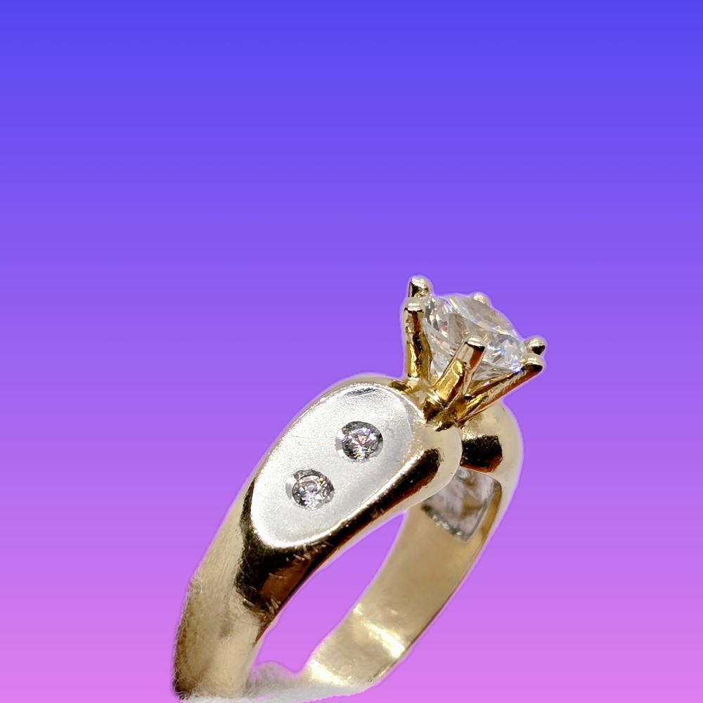 Wedding Ring Solitaire Diamond, 14k Gold - image 5